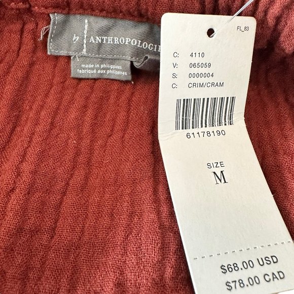 Anthropologie April Convertible Gauzy Tank Top Soft Orange/Rust Size Medium NWT - Picture 5 of 6